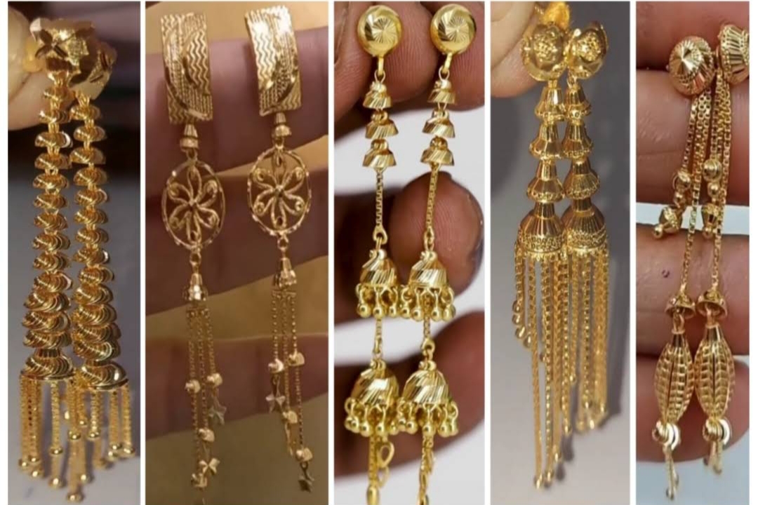 Letest Gold Long Earrings Designs 