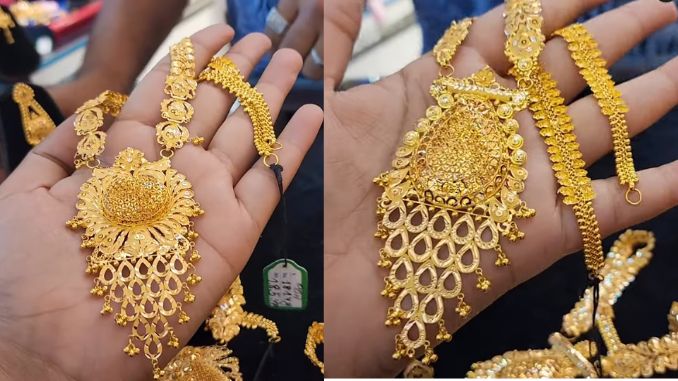 bridal gold long necklace 