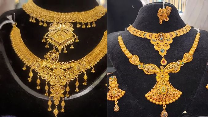 Latest Light Weight Bridal Gold Necklace with price 