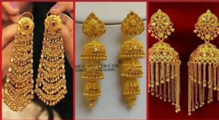 Beautiful Gold Earrings Designs For Indian Women